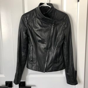 COPY - Danier Asymmetrical Zip Front Black Leather Jacket